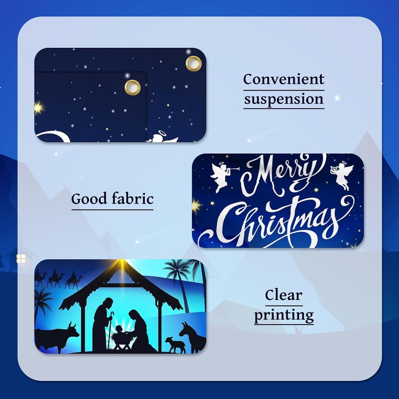Cutechunfa Nativity Scene Christmas Door Cover for Front Door - Fabric Jesus Holy Night Religious Decor - Image 3
